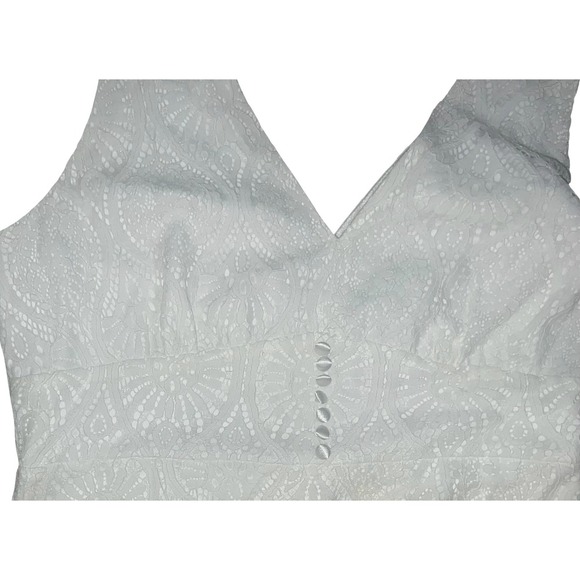 Lulus white plunge dress sz l lace tiered elegant avant garde castal nwt - Picture 9 of 11